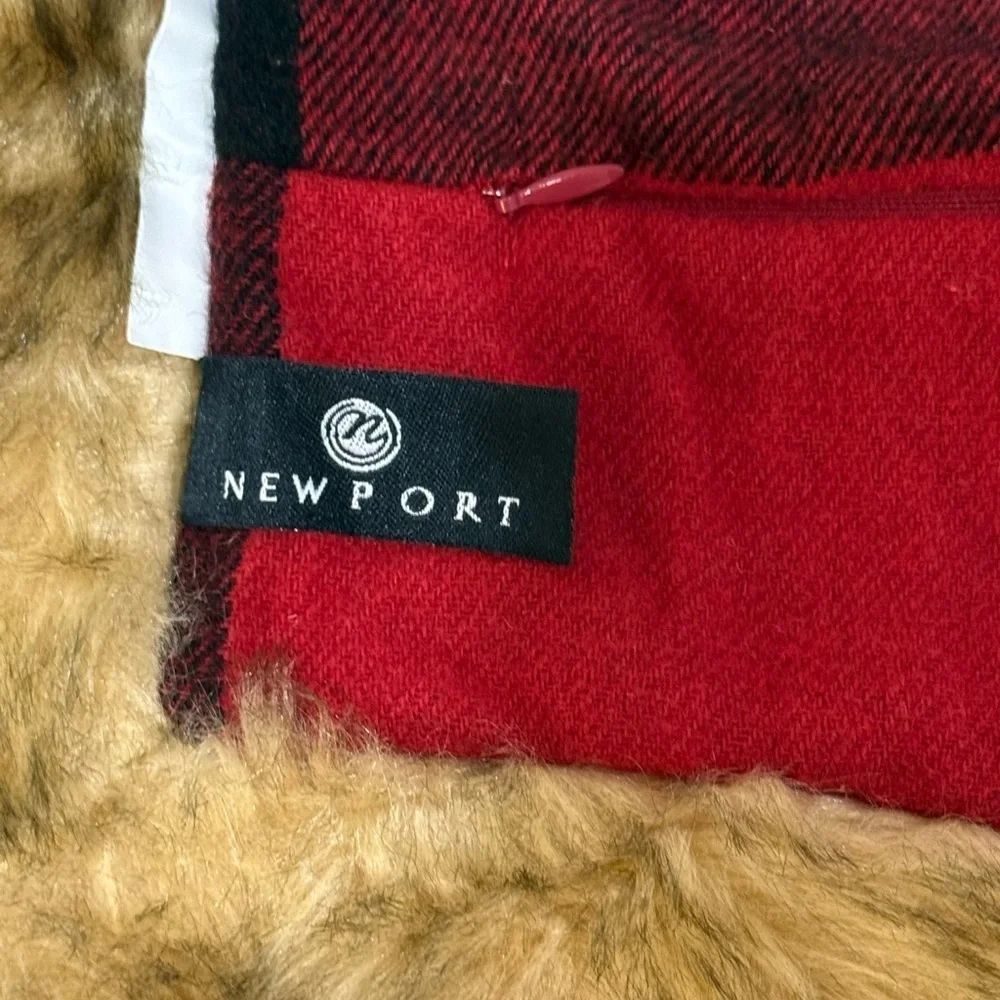 Buffalo Plaid with Faux Fur Trim Christmas Throw Pillow Covers 21*21 Set of 2